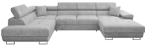 Mirjan24 Ecksofa Torezio Bis mit Bettkasten, Einstellbare Kopfstützen, Sofa mit Schlaffunktion, Eckcouch für Wohnzimmer, Polsterecke, U-Form Couch mit Bettfunktion (Lumo 65, Seite: Links)