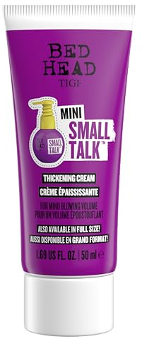 Bed Head by TIGI Mini Small Talk Volumising Styling Cream, 50ml | Travel Size, Thickening Hair Product Adds Body, Texture & Shine, Moisturing & Frizz-Free