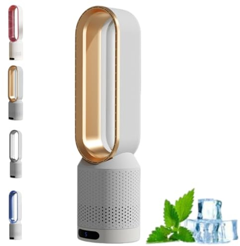 Kuisoe Seladi AirPure V3 - Refrigeratore d'aria 3 in 1, purificatore UV e ionizzatore, 620 l/s, ventilatore a torre con oscillazione a 90°, con telecomando, a risparmio energetico (oro)
