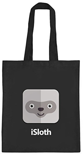 ShirtStreet Faultier natur Jutebeutel Stoffbeutel mit iSloth Motiv, Größe: onesize,schwarz natur