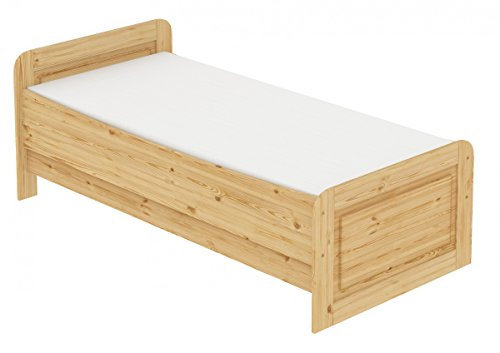 Erst-Holz Seniorenbett extra hoch 100x200 Einzelbett + Rollrost Matratze Bett Massivholz Kiefer 60.42-10 M
