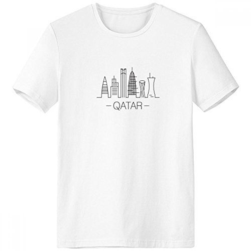 DIYthinker Simple-Strichzeichnung Handbemalte Stadt Qatar Zeichen Rundhals Weiße T-Shirt Frühling und Sommer Tagless Komfort-Baumwollsport-T-Shirts Geschenk - Multi - XXX-Large Mehrfarbig