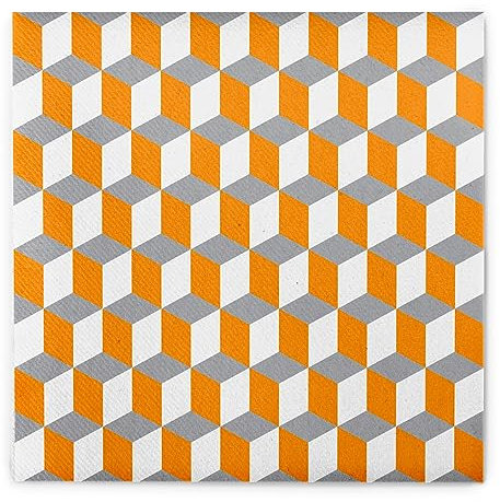 Sovie HOME Serviette CHICAGO | Airlaid-Servietten 40x40 cm | hochwertige Einweg-Servietten für Feiern | extrem saugstark & stoffähnlich | 12 Stück (Orange-Grau)