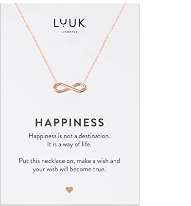 LUUK LIFESTYLE Damen Halskette mit Anhänger, Edelstahl, 50cm verstellbar, wasserfest, Geschenk für Freundin, Mutter, Frau, Schwester, Glücksbringer, Silber|Gold|Roségold