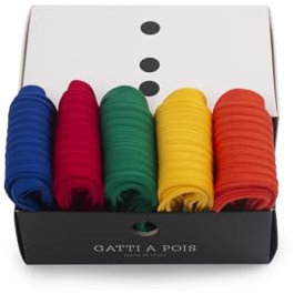 GATTI A POIS Box composto da n.5 paia di Calze lunghe Uomo in puro filo di Scozia