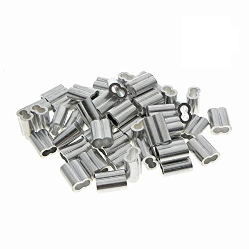 Kitchen-dream 0.07 pulgadas (23 mm) de diámetro Cable de acero Mangas de aluminio Accesorios de clip Crimps de cable (50 PCS)