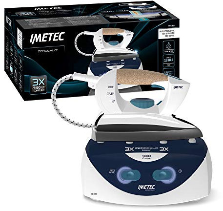 Imetec Zerocalc PS1 2000 ferro da stiro compatto, 3.8 bar, Tecnologia anticalcare e a risparmio energetico, Ricarica continua, Vapore pronto in 1 minuto, 2100 W, serbatoio XL da 1 L