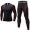 LANBAOSI Men's Gym Running Base Layer Top and Leggings Set Long Sleeve Compression Shirt Tights Thermal Underwear Suit, Black Red, S