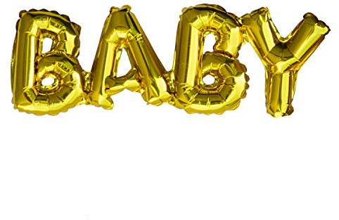 Oblique Unique® Folien Luftballon Baby Boy Girl Schriftzug Folienballon für Baby Shower Party Geburt Mädchen Junge Blau Gold Rosa - wählbar (Baby - Gold)