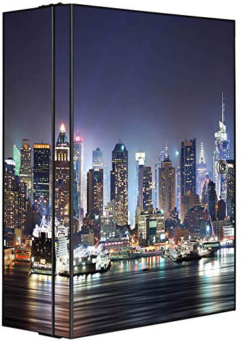 banjado Medizinschrank abschliessbar mit Motiv New York 35x46x15cm - großer Arzneischrank für die Hausapotheke - Medikamentenschrank aus Metall zur Medikamenten Aufbewahrung