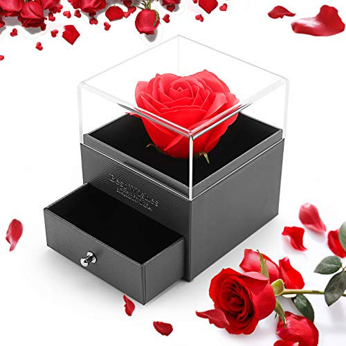 ASANMU Ewige Rose Geschenkbox Geschenke, Eternal Flower Geschenkbox Ringschachtel Rose Schmuckbox Ewige Blume Geburtstag, Freundin/Mama/Oma/Ehefrau