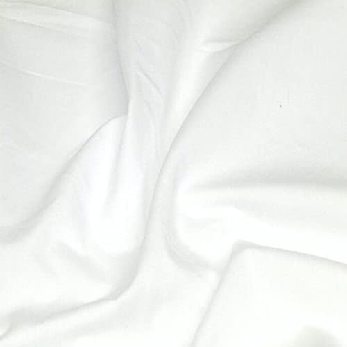 100% Plain Cotton Poplin Fabric Rose & Hubble Solid Plain Coloured - White (Price Per Metre)