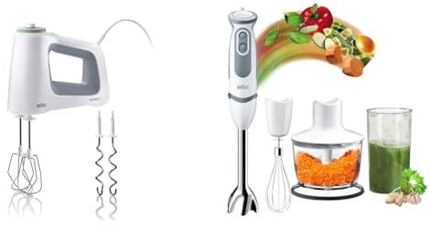 Braun MultiMix 5 HM 5000 - Frullatore manuale con regolazione della velocità, 700 Watt, bianco/grigio & Minipimer MultiQuick 5 Vario MQ5235WH Frullatore ad Immersione, bianco/grigio