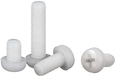 CONPHERON Viti in Nylon Viti a Macchina a Testa Tonda Phillips Bulloni Viti Isolate in Plastica Bianca, M3x8 mm,100 pezzi