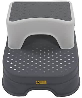 RiToEasysports Kinder-Tritthocker, Doppelt Rutschfeste, Verbreiterte Basis, Schnelle Demontage, Verstellbar, 2-lagiger Kinder-Stufenhocker (Grau)