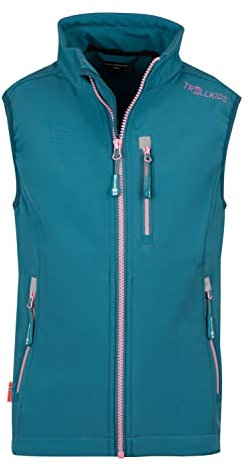 Trollkids Kids Trollfjord Vest 164, teal/mauve