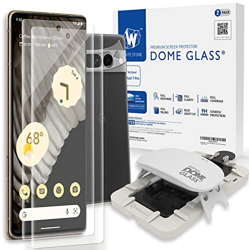 Dome Glass [2PACK+UV Lampe+1 CAM] Whitestone Displayschutzfolie für Google Pixel 7 PRO, Vollständig gehärteter Glasbildschirm mit Flüssige Dispersion Technologie[Blasenfreies Installationskit]