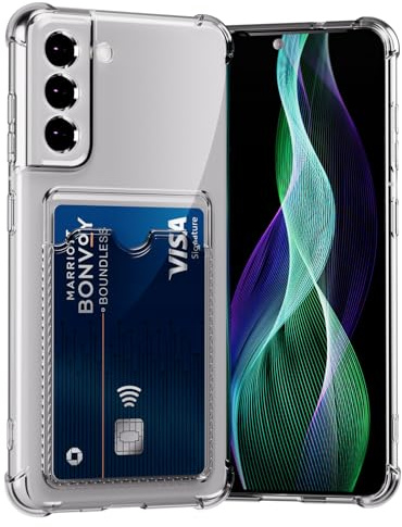 AKABEILA Hülle für Samsung Galaxy S21 FE 5G Schutzhülle mit Kartenfach Transparent Silikon TPU Handyhülle Bumper Brieftasche Case