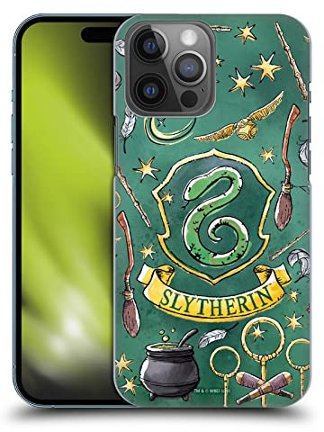 Head Case Designs Officially Licensed Harry Potter Slytherin Pattern Deathly Hallows XIII Hard Back Case Compatible With Apple iPhone 14 Pro Max