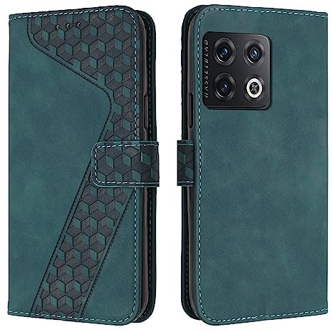 YIRRANZD Custodia per OnePlus 10 PRO 5G, Cover a Libro in Pelle PU con Slot Cart e Silicone TPU Bumper, Flip Caso Portafoglio Cover per OnePlus 10 PRO 5G (Verde)