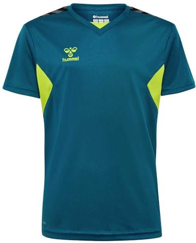 hummel Uni_Kids Hmlauthentic Pl Jersey S/S Kids T-Shirt, Blue Coral/Sulphur Spring, 176 EU