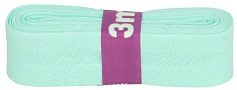 Schrägband 3m x 20mm Baumwolle gefalzt 60 Farben Einfassband Saumband, Farbe:285 mint