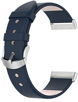 KAREN66 Armband Kompatibel mit Fitbit Versa 4/Versa 3/Sense 2/Sense Armband - Weiches Leder Ersatz Armbänder Uhrenarmband Replacement Wechselarmband Ersatzarmband für Damen Herren (Blau)