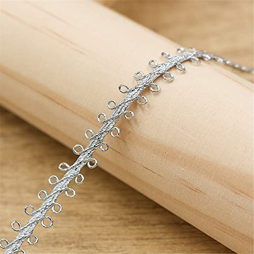 23 Meters 9mm Vintage Lace Ribbon Trimming Floral Lace Trimming Embroidery Lace Trim Webbing Fabric Lace Ribbon Lace Fabric Embroidered Applique for Clothing Accessories and Rustic Wedding (Silver)