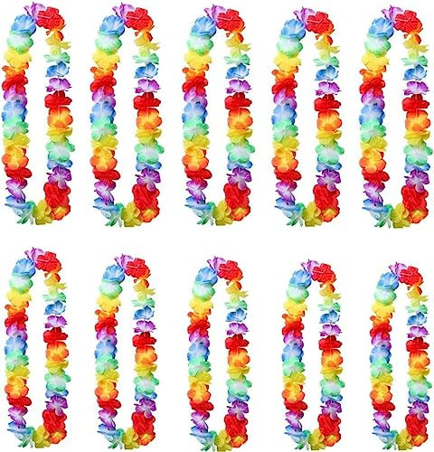 YSTrillion Hawaii Kette Blumen 10 Stück Hawaii Deko Girlanden,Hawaiian Leis Ketten für Hawaii Party Deko,Luau Girlande
