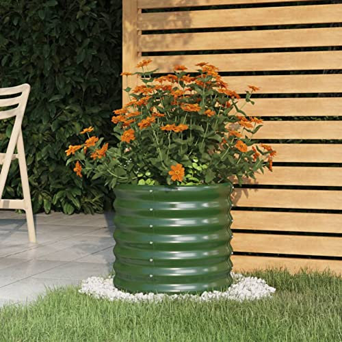 LAPOOH Jardinière de Jardin Acier Enduit de Poudre 40x40x36 cm Vert,Jardinières,Jardinieres Exterieur,Bac Jardiniere,Bac à Fleurs Extérieur,Jardinieres Balcon