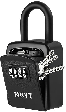 NBYT Portable Combination Lock keybox, For House Keys Key Hiders to Hide a Key Outside,Waterproof Key Safe Storage Lock Box(Small size With Shackle)