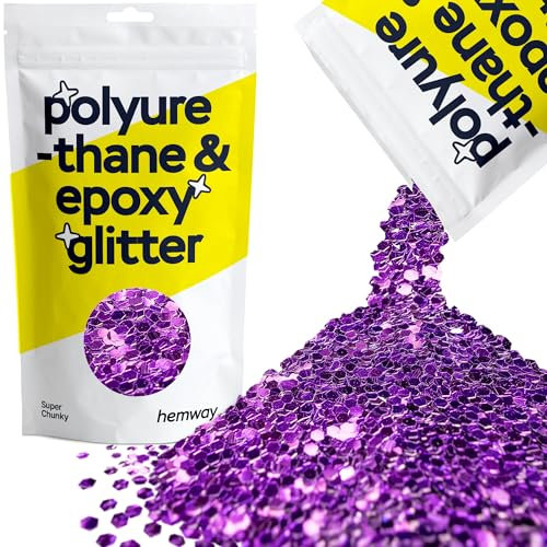 Hemway Polyurethan & Epoxidharz-Glitzer 100g / 3.5oz Metallischer Kristallflockenzusatz für Bodenbeläge, Schmuck, Becher, Glaspigment - Super Chunky (1/8 0.125 3mm) - Lila