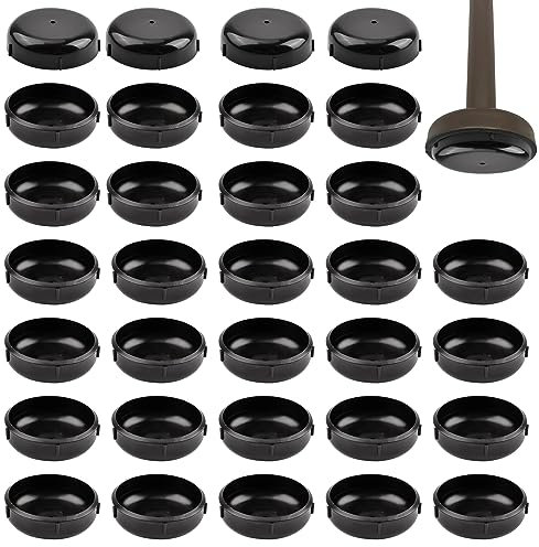 UFURMATE Chair Leg Glides, 32Pcs 1.49 Inch Patio Furniture Round Gliders Wrought Iron Outdoor Chair Leg Glides Anti-Scratch Plastic Garden Furniture Feet Caps for Protecting Floors (Black)