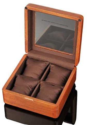 AMYSTY Uhrenkoffer Uhrenrolle Uhrenbox Uhrenschatulle Uhrenaufbewahrungsbox 4 Slots Uhrenvitrine Uhrenbox Aus Holz Für Herren Mit Durchsichtigem Deckel Uhrenetui Uhren Aufbewahrungsbox