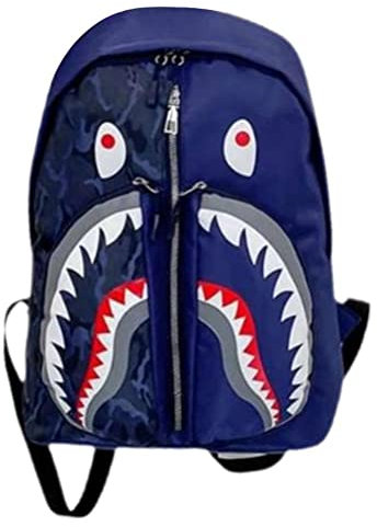 Luqeeg Hai-Rucksäcke, Shark Camo Rucksäcke mit verschleißfestem, wasserdichtem, Verstellbare Schultergurte, Große Kapazität Graffiti Hai Rucksack, Leichter Tagesrucksack Bookbag (Blau)