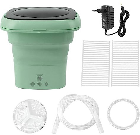 Mini-Waschmaschine, Faltbare Tragbare Waschmaschine mit Ablaufkorb, Waschmaschine mit Großer Kapazität und 3 Modi für Camping, Wohnmobil, Reisen, Wohnung, 100 Bis 240 V (Grün)