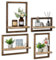 Walasis Etagere Murale Bois Étagère Murale Étagère Flottante Lot de 4 Décoration Murale Petite Tablette Murale Salle de Bain Cuisine Retro Brown