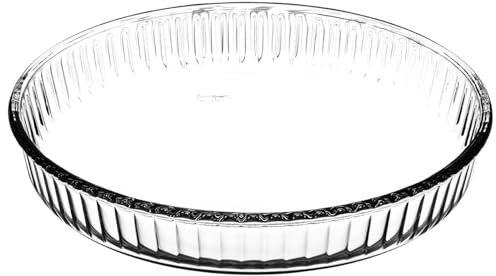 Queensway Home & Dining 2.95L Round Clear Ribbed Glass Casserole Pie Oven Dish Cooking Baking Serving Tray