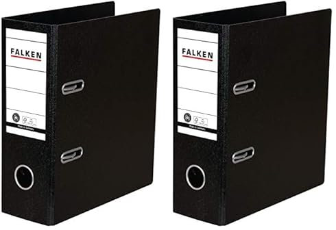 Original Falken Ordner Sonderformat Hartpappe. Made in Germany. 8 cm breit DIN A5 hoch schwarz Rezepte Ringordner Aktenordner Briefordner Büroordner Pappordner Schlitzordner Blauer Engel