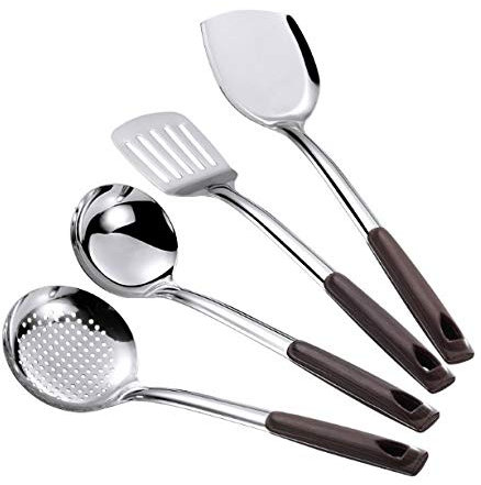 Ensemble d'ustensiles de cuisine en acier inoxydable, spatule cuillère pelle à frire passoire nouilles cuillère à Spaghetti outils de cuisine 4 pièces