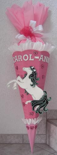 Schultüten Bastelset Pferd mit Herzen/rosa-weiß MaterialType rosa 400g Karton (glatte Oberfläche)