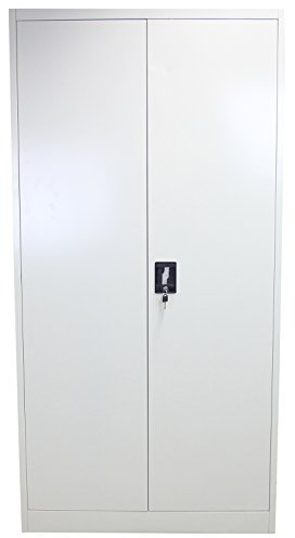 Monster Shop abschließbarer Aktenschrank Ablageschrank Registratur Stahlschrank Büroschrank Stahlschrank Stahlmöbel Metallschrank Büromöbel 180cm (H) x 90cm (L) x 40cm (B) in hellgrau 4 Regale
