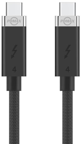 PDMAX Thunderbolt 4 Cable, USB C Thunderbolt Cable Supports 8K/5K/4K Display/40Gbps Transfer/240W Charging, for Macbooks/iMac/Studio Display/Pro Display XDR/Dock and More(2.6FT,Silver Interface)