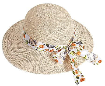 Shffuw Hats for Large Heads Women Extra Large New Imitation Lafite Summer Sun Hat Sunshade Big Brim Fisherman Beach Hiking Hat (Beige, One Size)