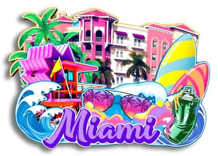 Imán para nevera Miami Florida Estados Unidos Souvenirs viaje clásicos 3D monumentos hechos a mano artesanía decoración hogar