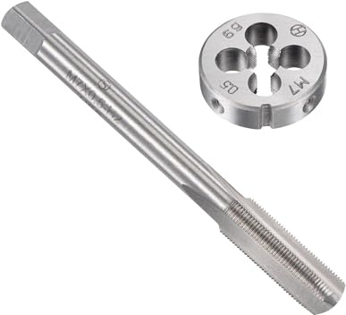 Unifizz M7 x 0.5mm Metric Tap and Die Set, Machine Thread Screw Tap with Round Threading Die, Tap & Die Kit for Nut Screw Bolt Thread Repair