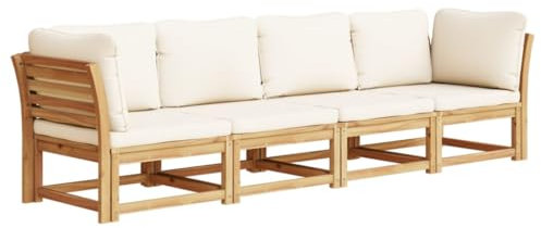 vidaXL Garten Lounge Set 4-TLG., Gartenmöbel mit Kissen Latten-Design, Sitzgruppe für Garten Terrasse, Modular Sofa Garnitur, Massivholz Akazie