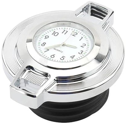 Für Harley Road King Dyna FXD Sportster XL 883 1200 1996–2023 Softail Street Bob 2000–2023, Motorrad-Tankdeckel Mit Uhr (Color : Chrome White)