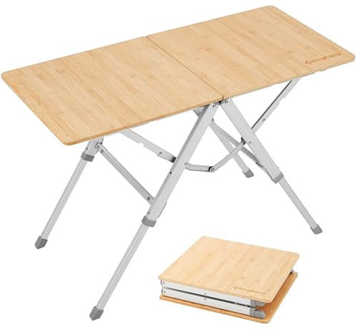 KingCamp Campingtisch Bamboo Duo Klapptisch Camping Tisch Verstellbar Alu Bambus