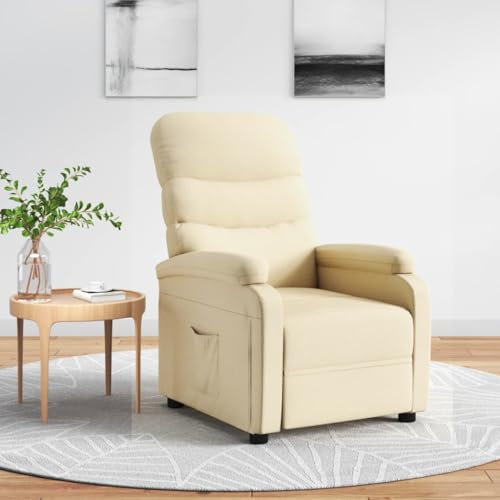 Genérico Sessel Ohrensessel mit Armlehnen, Sessel Relaxsessel, Fernsehsessel Relaxsessel Wohnzimmer Clubsessel Sofa, Liegesessel aus cremefarbenem Stoff Wenjingqi-344899